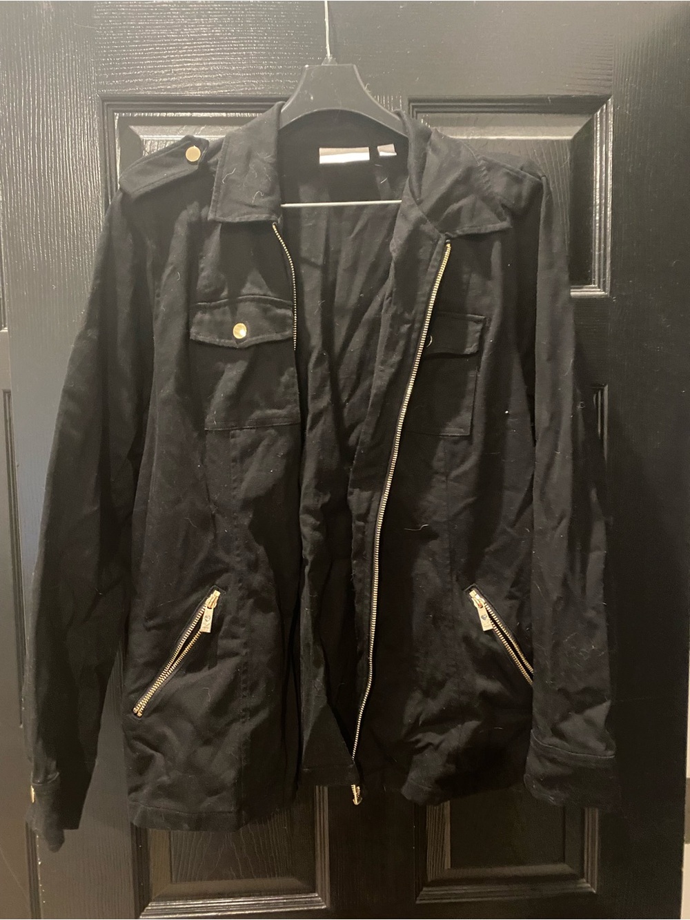 Women’s Black Utility Zip Front Jacket